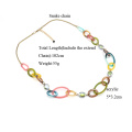 2021 colorful rainbow acrylic jewelry for party gift casual stainless steel gold filled snake chain necklace